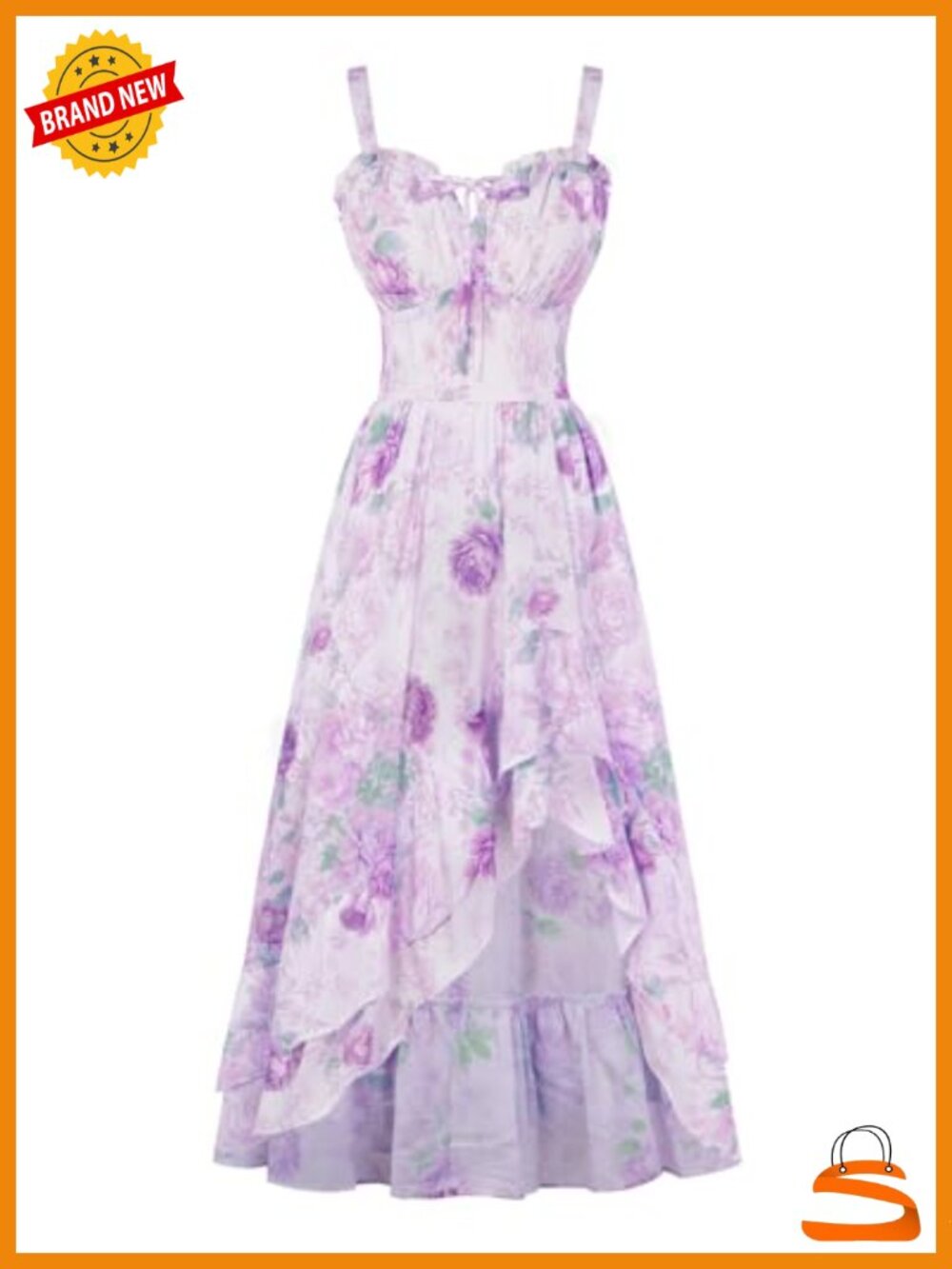 Women's Flowy High Low Sundress with Adjustable Straps and Pockets